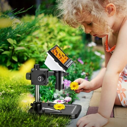 Hayve 4.3'' IPS Coin Microscope, 1000X Magnification Digital Microscope for Adults，Coin Collection Supplies with 8 Adjustable LEDs，Windows Compatible，32GB TF Card