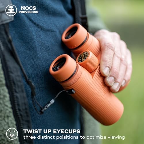 Nocs Provisions Pro Issue 10x42 Compact Fogproof Waterproof Binoculars for Adults & Kids, 10X Magnification, Wide View Multi-Coated Lenses for Bird Watching, Hunting & Stargazing - Carnelian Orange