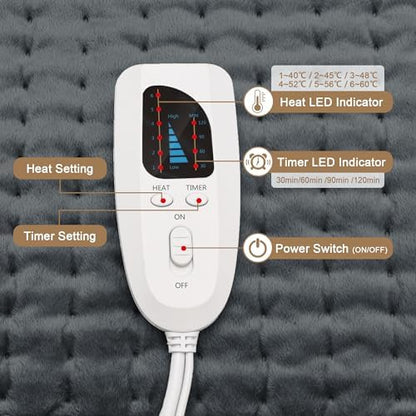 Heating Pad,Electric Heating Pads for Back,Hot Heated Pad for Abdomen,Shoulder,Knee,Multiple Temp and Auto Shut Off(Charcoal Gray, 20''×24'')