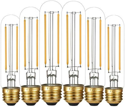 LiteHistory Dimmable E26 LED Bulb 4W Equal 40 Watt Warm White 2700K E26 Edison AC120V 400lm Tubular T9 T10 LED Light Bulb for Rustic Pendant,Chandeliers,Wall sconces 6Pack