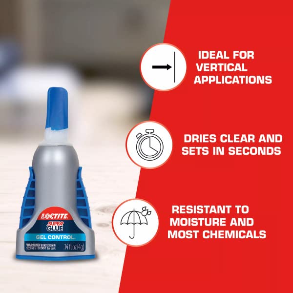Loctite Super Glue Gel Control, Clear, 0.14 fl oz Bottle, 6 Pack - Superglue for Plastic, Wood, Metal, Crafts & Repair, Cyanoacrylate Adhesive Instant Glue, Quick Dry