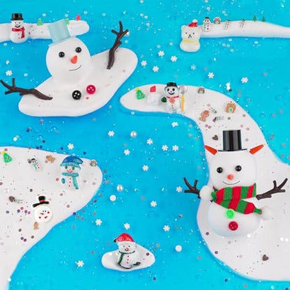 LAWOHO Build a Snowman Kit with Clear Slime & Air Dry Clay for Kids, Christmas Crafts for Kids, Slime Kit for Kids, for Kids, Stocking Stuffers for Kids Christmas Crafts Snowman Kit