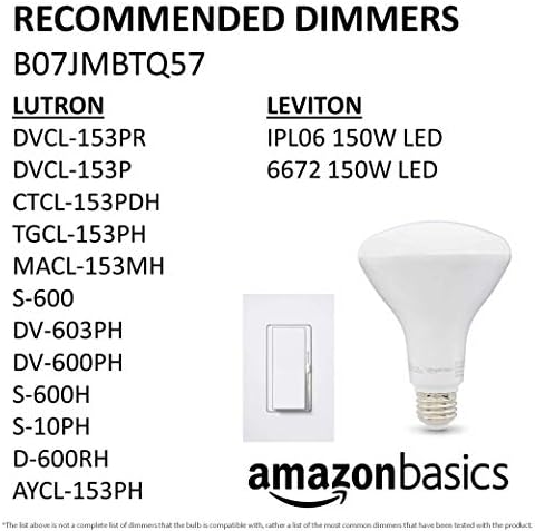 Amazon Basics BR30 LED Light Bulbs, Energy Efficient, Dimmable, E26 Standard Base, 65 Watt Equivalent, 11W, 10,000 Hour Lifetime, Soft White 2700K, 6-Pack of Bulbs