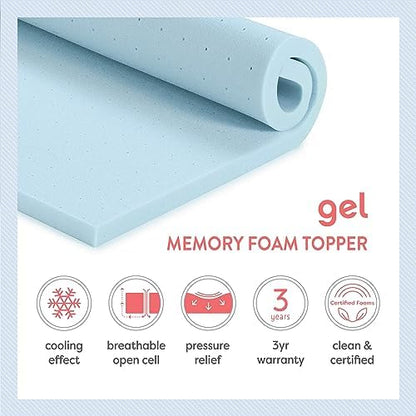 Best Price Mattress 1.5 Inch Ventilated Memory Foam Mattress Topper, Cooling Gel Infusion, CertiPUR-US Certified, Dorm Essentials, Twin XL