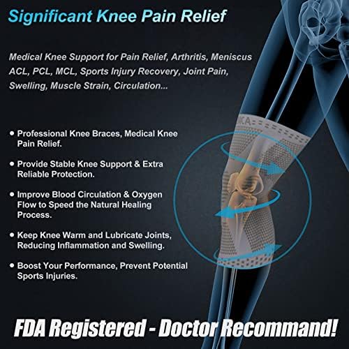 NEENCA Knee Brace for Women & Men, Medical Knee Support with Patella Pad & Side Stabilizers, Knee Compression Sleeve for Knee Pain, Meniscus Tear, ACL, Joint Pain, Runner, Workout - FSA/HSA Eligible