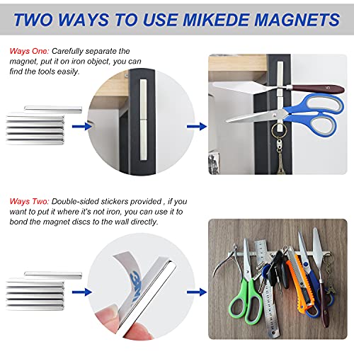 MIKEDE Neodymium Magnets, 30 Pack Super Strong Bar Magnets with Double-Sided Adhesive, Powerful Rare Earth Magnet for Refrigerator, Rectangular Magnet Bar for DIY, Craft - 2.36 x 0.4 x 0.2in
