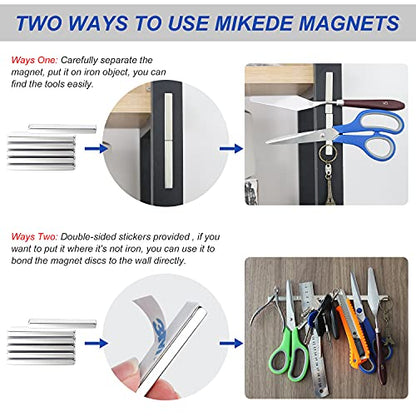 MIKEDE Neodymium Magnets, 30 Pack Super Strong Bar Magnets with Double-Sided Adhesive, Powerful Rare Earth Magnet for Refrigerator, Rectangular Magnet Bar for DIY, Craft - 2.36 x 0.4 x 0.2in