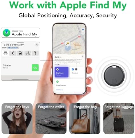 Air Tracker Tags-4 Pack: Smart Bluetooth Tracker, Item Finder Works with Apple Find My (iOS Only) App, Trakcer Tag Locator for Keys, Luggage, Satchel, Backpack etc. (Not for Android Devices)