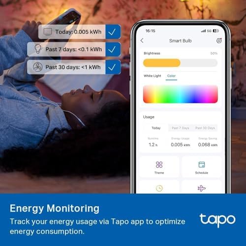Tapo TP-Link Smart Light Bulbs, 1100 Lumens High Brightness (75W Equivalent), Matter-Certified, 16M Colors WiFi Light Bulb, Dimmable, Works w/Siri, Alexa & Google Home, A19 E26, L535E(4-Pack)
