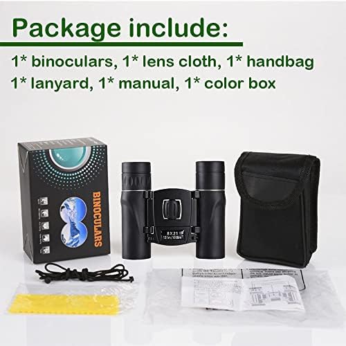 8x21 Compact Binoculars for Adults Teens, Mini Small Full Optical Binoculars for Bird Watching Opera Hiking Hunting Travel Concert (Black)