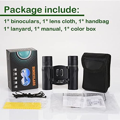 8x21 Compact Binoculars for Adults Teens, Mini Small Full Optical Binoculars for Bird Watching Opera Hiking Hunting Travel Concert (Black)