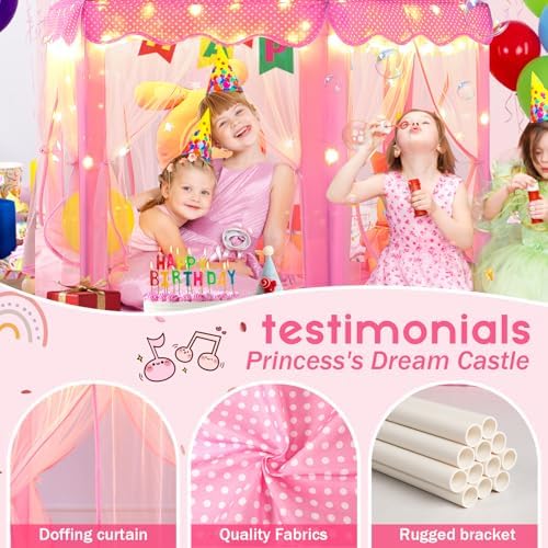 Monobeach Princess Tent Girls Large Playhouse Kids Castle Play Tent with Star Lights Toy for Children Indoor and Outdoor Games, 55'' x 53'' (DxH)