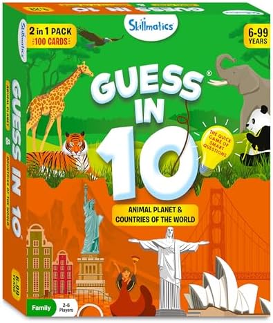 Skillmatics Guess in 10 Animals & Countries Combo, Perfect for Boys, Girls, Kids & Families Who Love Card Games, Educational Toys, Board Games, Trivia, Gifts for Ages 6, 7, 8, 9, 10 & Up