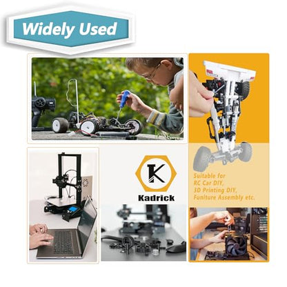 Kadrick Metric Screw Assortment, 2000PCS Metric Bolt Assortment Kit M2 M3 M4 M5 Machine Screws with Lock & Flat Washers, Grade 10.9 Alloy Steel Hex Socket Button Head Black Screws Nuts and Bolts Kit