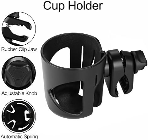 Accmor Universal Cup Holder, Stroller Cup Holder, 360° Rotatable Large Caliber Designed Bottle Holder for Stroller, Bike, Wheelchair, Walker, Scooter, Black
