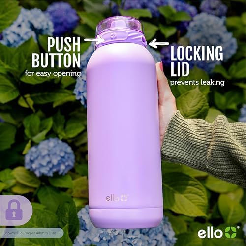 Ello Cooper 18oz Kids Stainless Steel Water Bottle with Straw and Carry Handle, Double Walled and Vacuum Insulated Metal, Leak Proof Locking Lid with Soft Silicone Spout, Reusable, BPA Free, Bubblegum