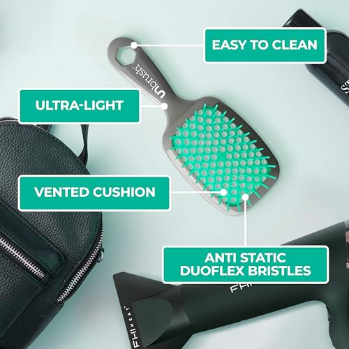FHI Heat UNbrush Detangling Brush for Pain-Free Brushing on All Wet or Dry Hair Types — Durable DuoFlex Anti-Static Bristles, Lightweight Handle, Vented Hair Brush