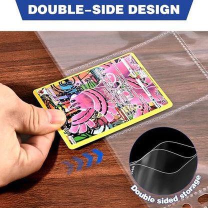 200 Pack 9 Pocket Double Side Card Sleeves Binder Sheets, Holds 3600 Cards, Trading Card Binder Sleeves for 3 Ring Binder, Card Sleeve Pages for Baseball, Football, Business, TCG, Kpop Cards