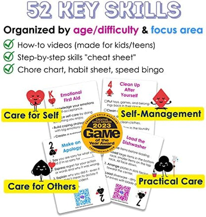 Mind Brain Emotion 52 Essential Life Skills: No-Excuses Game to Teach Kids, Teens & Adults How to Care for Self & Chores, Practical Solution for Responsible Boys, Confident Girls, Happy Family