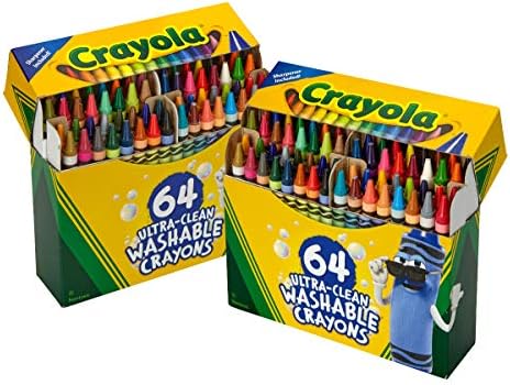 Crayola Washable Crayons for Kids - 64ct (2 Boxes), Bulk Crayons for Toddler Arts & Crafts, Teacher Classroom Must Haves, Back to School Supplies for Kids [Amazon Exclusive]
