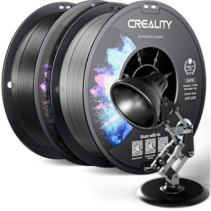 Official Creality PETG 3D Printer Filament 1.75mm 2KG (4.4lbs), High Precision, Strong Toughness, Odorless, Better Flow, Moistureproof 3D Printing CR PETG Filament, Black+Grey
