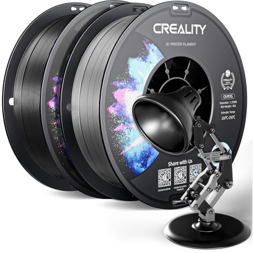 Official Creality PETG 3D Printer Filament 1.75mm 2KG (4.4lbs), High Precision, Strong Toughness, Odorless, Better Flow, Moistureproof 3D Printing CR PETG Filament, Black+Grey