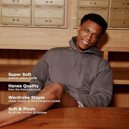 Hanes EcoSmart Hoodie, Midweight Fleece, Pullover Hooded Sweatshirt for Men