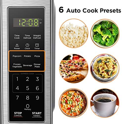 BLACK+DECKER EM720CB7 Digital Microwave Oven with Turntable Push-Button Door, Child Safety Lock, 700W, Stainless Steel, 0.7 Cu.ft