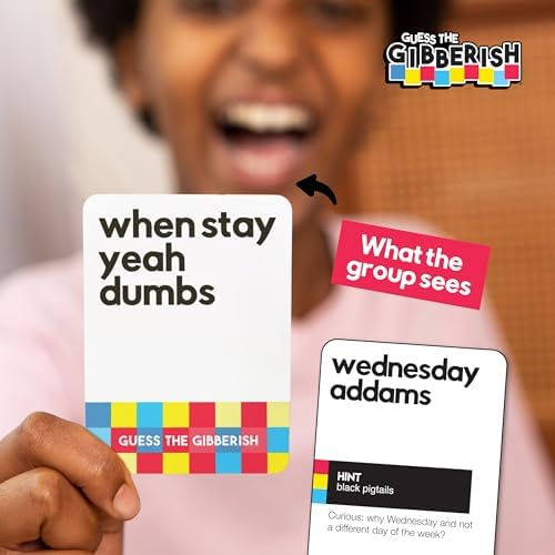 Guess The Gibberish Card Game for Families by Relatable, From The Creators of Incohereant, Fun Kids Games for Kids 12+, Game Night With Friends, Includes 400 Cards, Instructions, and 1 Sand Timer