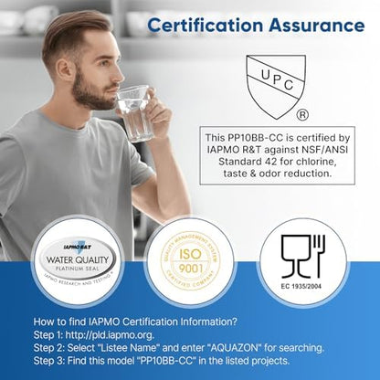 PUREPLUS 5 Micron 10" x 4.5" Whole House Sediment and Carbon Water Filter Replacement Cartridge for GE FXHTC, GXWH40L, GXWH35F, GNWH38S, Culligan RFC-BBSA, WRC25HD, PP10BB-CC, Pentek RFC-BB, 2Pack