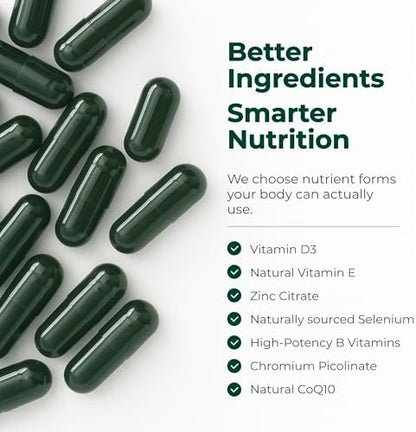 Multivitamin for Men – Essential Mens Multivitamins & Multiminerals 60 Liquid Capsules with Vitamin B12, A, D, C, Zinc, Magnesium & More for Total Body Wellness – 29 Key Nutrients & Vitamins for Men