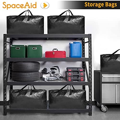 SpaceAid Heavy Duty Moving Bags, Extra Large Storage Totes W/Backpack Straps Strong Handles & Zippers, Alternative to Moving Boxes, Packing & Moving Supplies, Black (6 Pack)