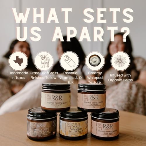 Frankincense Tallow Face Moisturizer – 100% Grass-Fed Whipped Beef Tallow Balm for Dry, Sensitive Skin, Eczema & Psoriasis – Handmade Natural Skincare – 2 oz