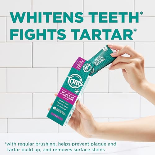 Tom's of Maine Antiplaque and Whitening Toothpaste, Fluoride Free, Fennel, 3 Pack, 4.5 Oz