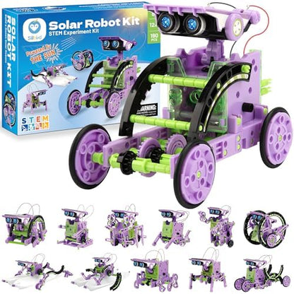 Sillbird Solar Building Robot Kit STEM Gift for Boys Aged 8-14, 12-in-1 DIY Science Educational Toys for Kids Birthday, Solar Powered Robotic Set with 190 Pieces