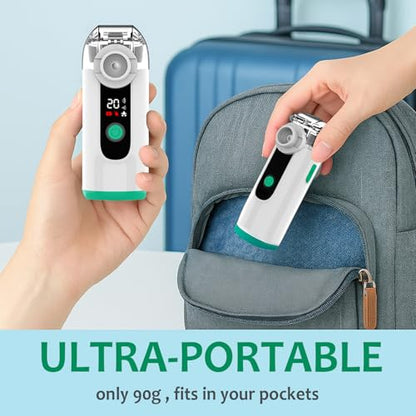 Hand-held Nebulizer for Respiratory System, Portable Nebulizer with Self-Clean Mode, Rechargeable Nebulizer for Home Office Travel