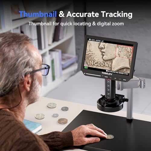 TOMLOV 4K Autofocus Microscope TM4K-AF Max, 10.1" HDMI Digital Microscope with Spin Flex Arm, Micro Soldering Microscopes for Electronics Repair, 52MP Error Coin Micro Scope Full View, Ring Light, 64G