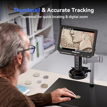 TOMLOV 4K Autofocus Microscope TM4K-AF Max, 10.1" HDMI Digital Microscope with Spin Flex Arm, Micro Soldering Microscopes for Electronics Repair, 52MP Error Coin Micro Scope Full View, Ring Light, 64G
