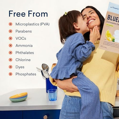 BLUELAND 100% Plastic-Free Dishwasher Detergent Tablets, 36 Count, Free & Clear, Eco-Friendly Dishwashing Pods, Natural, Sustainable