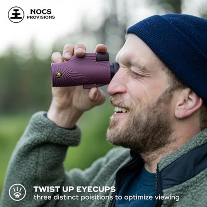 Nocs Provisions Field Tube 10x32 Waterproof Monocular, 10X Magnification Telescope, Bak4 Prism, Wide Field of View for Bird Watching, Backpacking & Wildlife Viewing - Oxblood Maroon