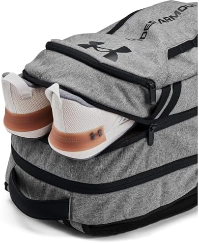 Under Armour Unisex-Adult Hustle 6.0 Backpack, (026) Castlerock Full Heather/Black/Black, One Size Fits Most