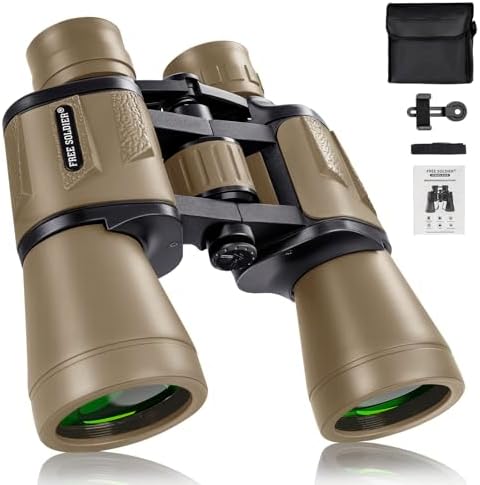 20x50 Binoculars for Adults with Smartphone Adapter - High Powered Binoculars for Bird Watching Hunting Hiking Concert Travel Theater with BAK4 Prism FMC Lens, Mud