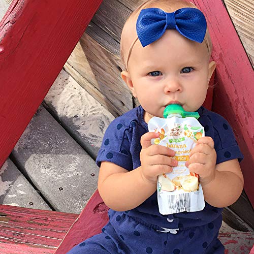 ChooMee SoftSip Food Pouch Top | Baby Led Weaning | No Spill Flow Control Valve, Protects Childs Mouth, 100% Silicone, BPA Free | Swirl Colors, 4 CT