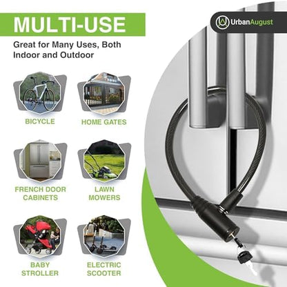 Urban August Child-Proof Refrigerator Lock for Kids & Adults - Lock for French Door Fridge and Cabinet (Regular, Black - 2 Pack)