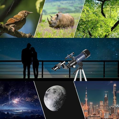 Telescopes, Telescope for Kids and Adults Beginners, 70mm Aperture 400mm Focus Length Refractor Travel Telescope with AZ Mount for Observe The Moon and Landscape (Blue)