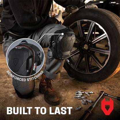 NoCry Professional Construction Knee Pads for Men and Women with Non-Slip Heavy Duty Cap and Ankle Support — Thick Foam and Gel Cushioning — Reinforced, Adjustable Straps and Military-grade Rivets