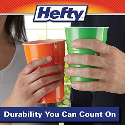 Hefty Party On Disposable Plastic Cups, Assorted, 16 Ounce, 100 Count (Pack of 2)