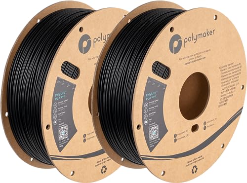Polymaker PLA PRO Filament 1.75mm 2kg, Tough & High Rigidity Black*2 3D Printing Filament, PolyLite PLA PRO 3D Printer Filament 1.75mm, Print with Most 3D Printers