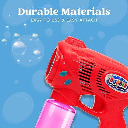 JOYIN 2 Bubble Guns with 2 Refill Solution (10 oz Total), Bubbles Maker, Blower, Machine Gun Blaster for Kids, Toddlers, Outdoors Activity, Party, Birthday Gift, Easter Toys (Blue+Red)