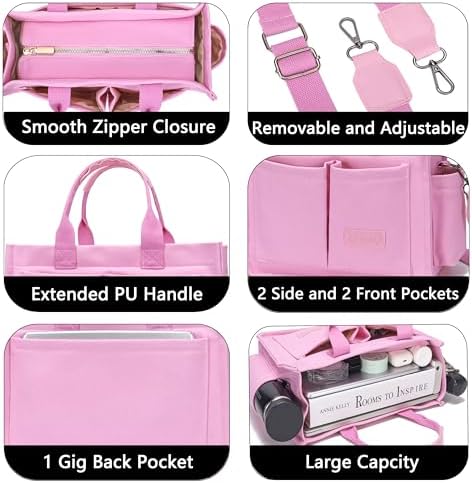 Tote Bag for Women With Compartments,Large Canvas Tote Women's Purse Crossbody Bags Work Laptop Book Bag Satchels Handbags